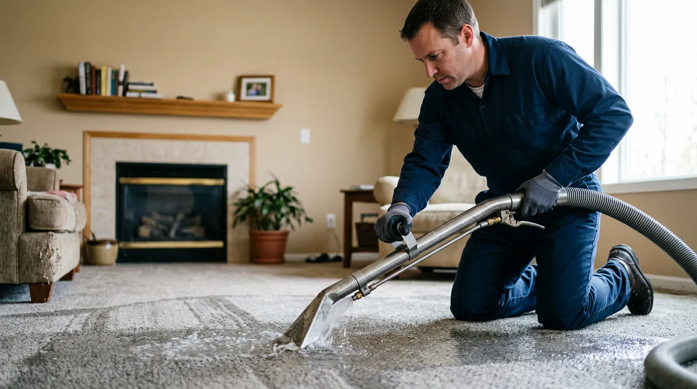 Water damage restoration technician working near Middletown, IN